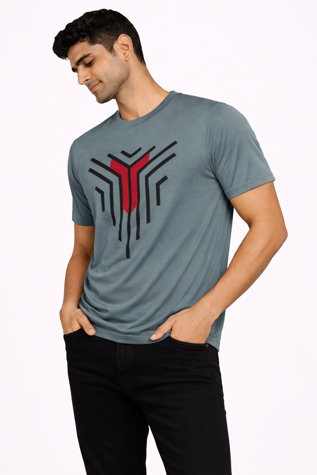 Men’s Grey Graphic Tee – Bold Urban Style Printed Casual T-Shirt