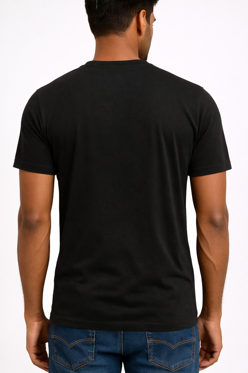 Black Graphic Polyester T-Shirt for Men – Modern Casual Printed Tee – Lightweight Sporty Shirt