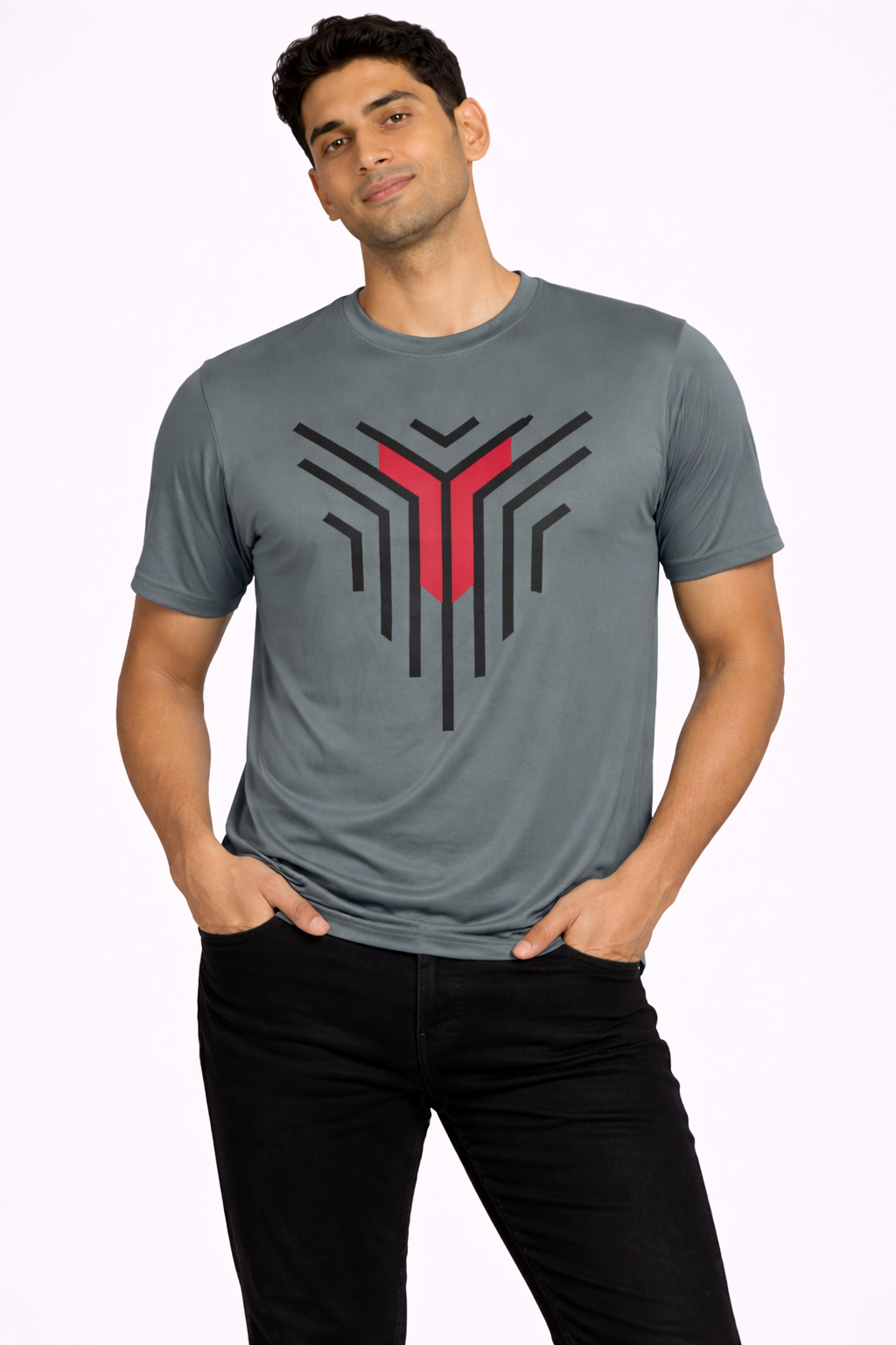 Men’s Grey Graphic Tee – Bold Urban Style Printed Casual T-Shirt