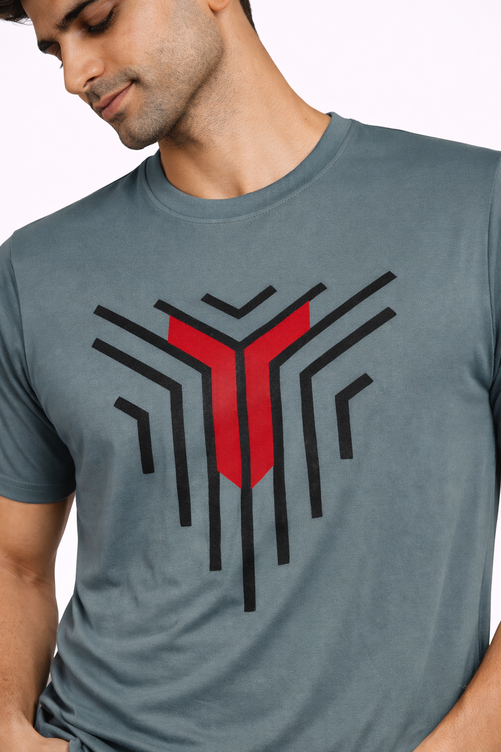 Men’s Grey Graphic Tee – Bold Urban Style Printed Casual T-Shirt